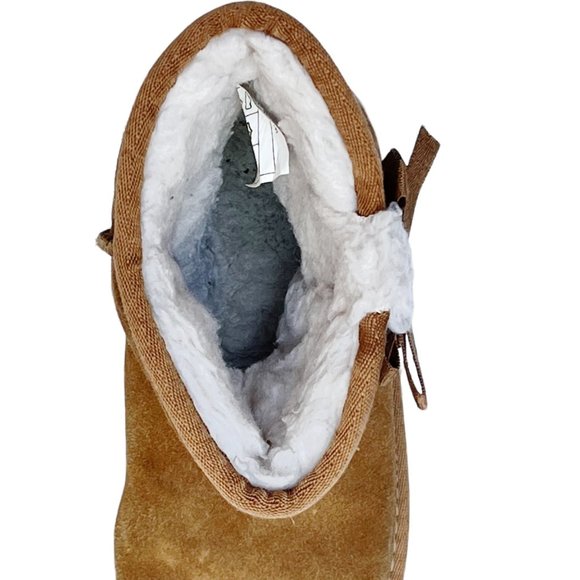 Kids' Koolabura Ugg Victoria Short Boot Chesnut Size 1 Suede Faux Sherpa Cognac - Picture 3 of 10